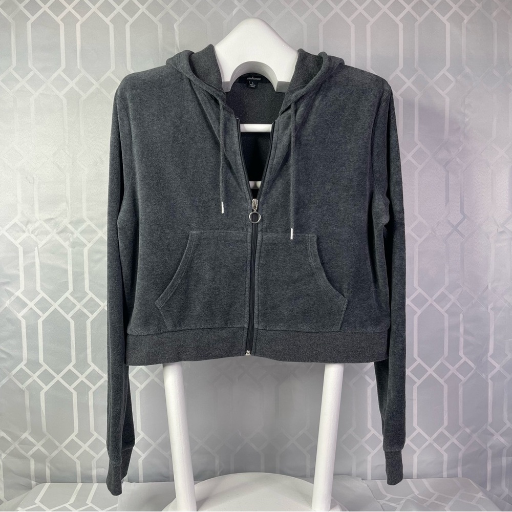Ambiance Charcoal Gray Zip-Up Hoodie Women’s Size Large Active Wear Cozy Style